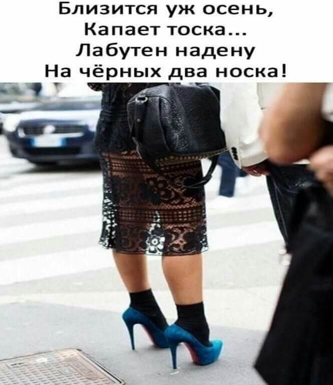 Близится уж осень, Капает тоска... Лабутен надену На чёрных два носка!